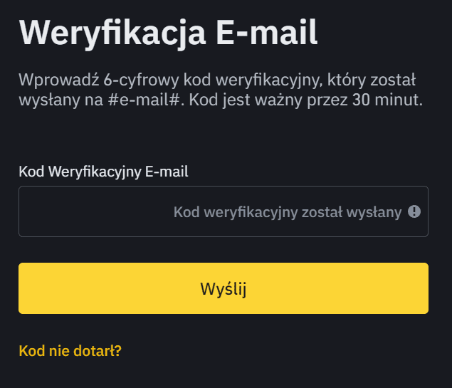 Weryfikacja w Binance